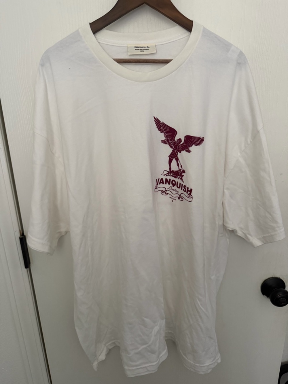 Vanquish White Short-Sleeve Graphic Tee with Maroon Eagle